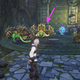 Alphan walking down a stone pathway to three giant grabs in Tales of Arise.